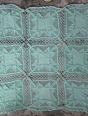 Handmade Mint Green Crochet Throw Blanket